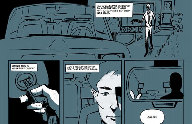 A page from Christopher Kosek's free graphic novel about debt, The Default Trigger.