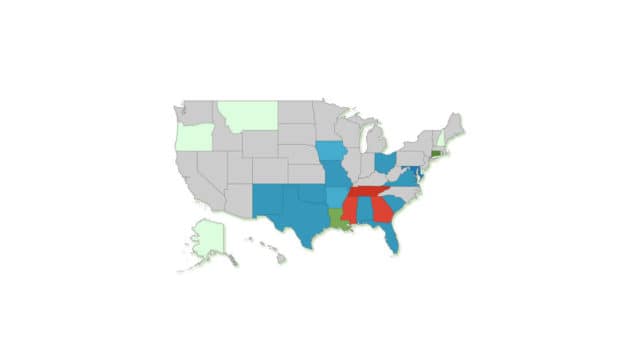 US map about tax