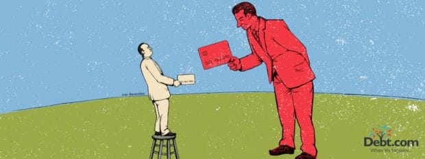 Illustration of a credit invisible man being handed a credit card