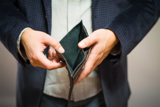 empty wallet from credit card debt