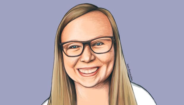 Illustration of Elizabeth Parrish, this month's Debt.com's Scholarship for Aggressive Scholarship Applicants.