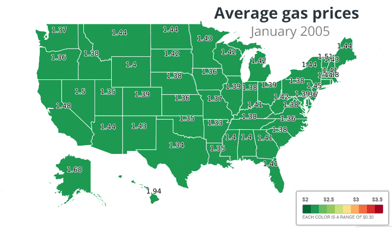 US average gas prices map