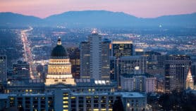View of Salt lake City at dawn