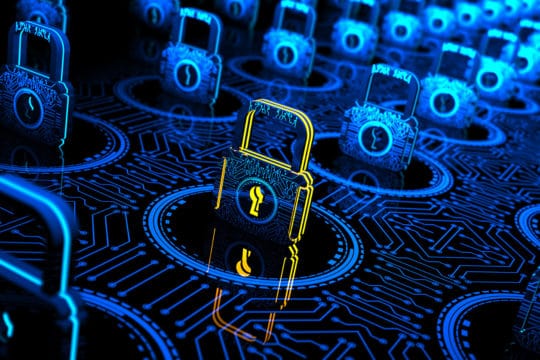 Abstract concept Internet Cyber Security network with lock