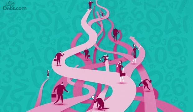 People on different paths that are interlaced. Comparing Debt Relief Options