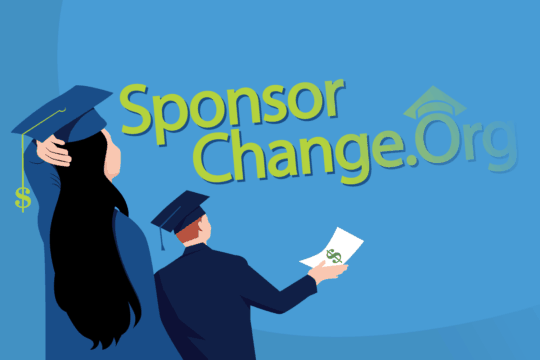 Illustration of students looking to Sponsor Change vanishing.