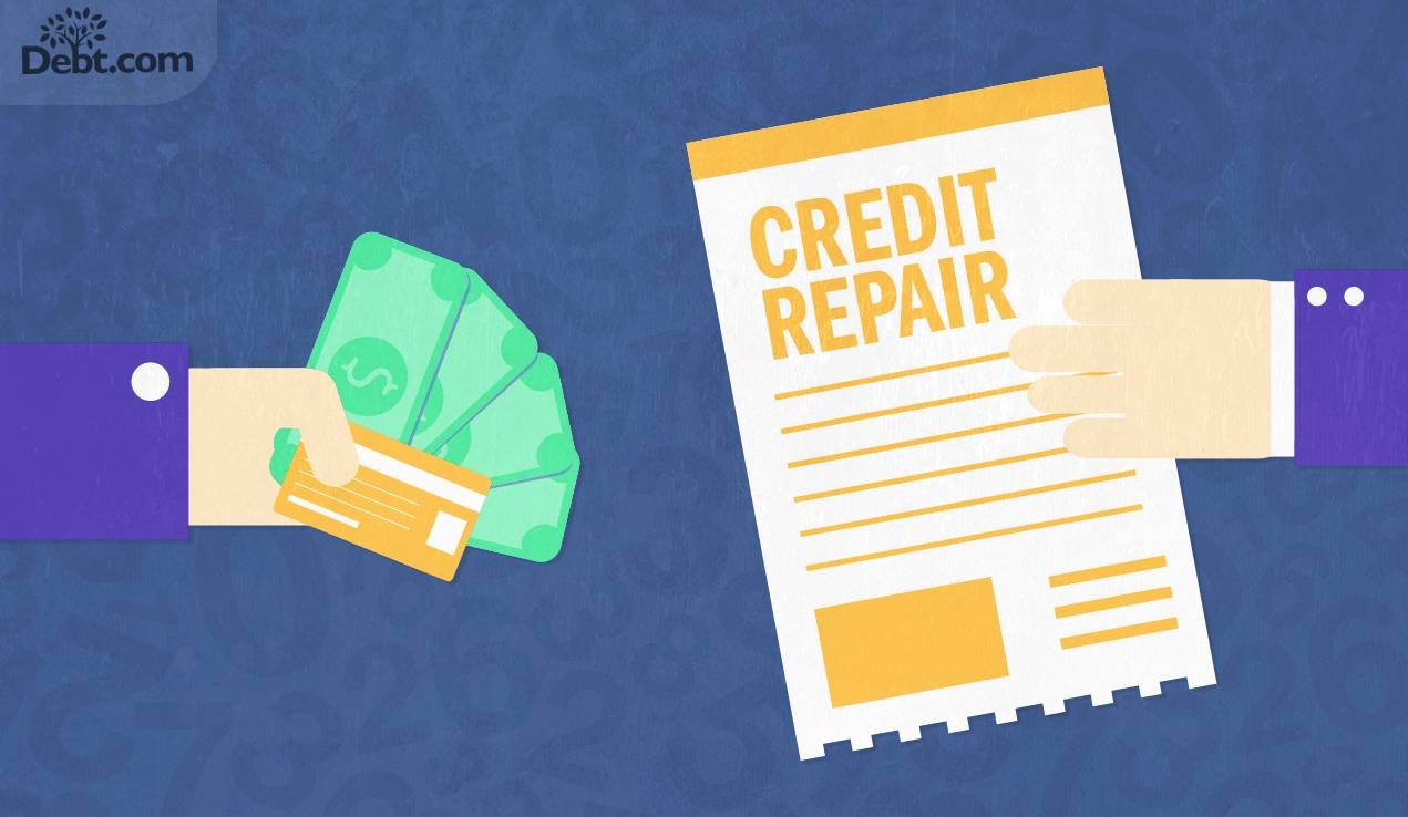 Person trading cash and credit card for a credit repair bill. How much does credit repair cost?