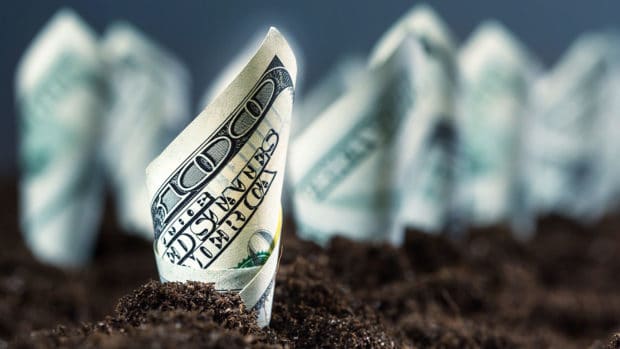 American dollars grow from the ground