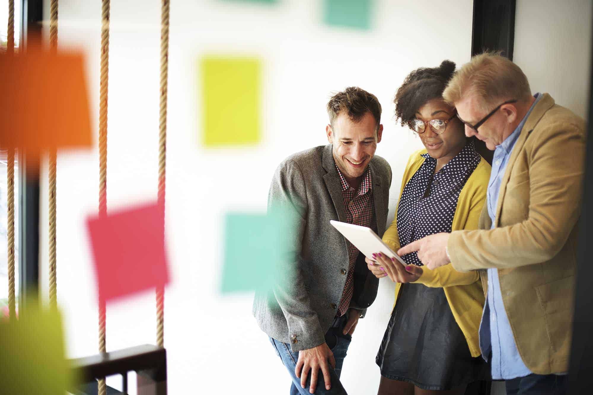 Small group gathering together for a startup