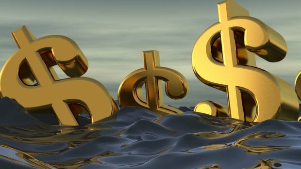 Dollar currency symbol at sea