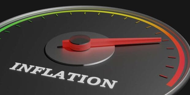 Gauge meter indicating high inflation