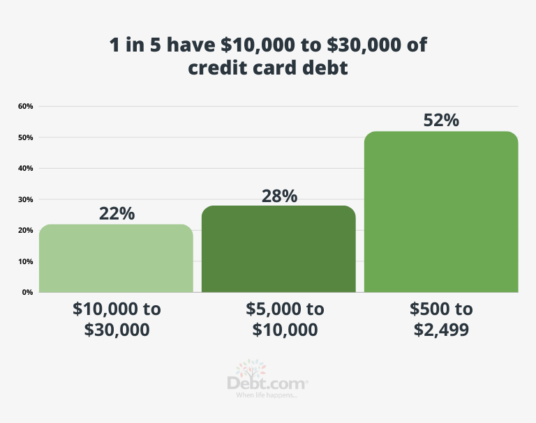 1 in 5 Americans have $10,000 to $30,000 in credit card debt.