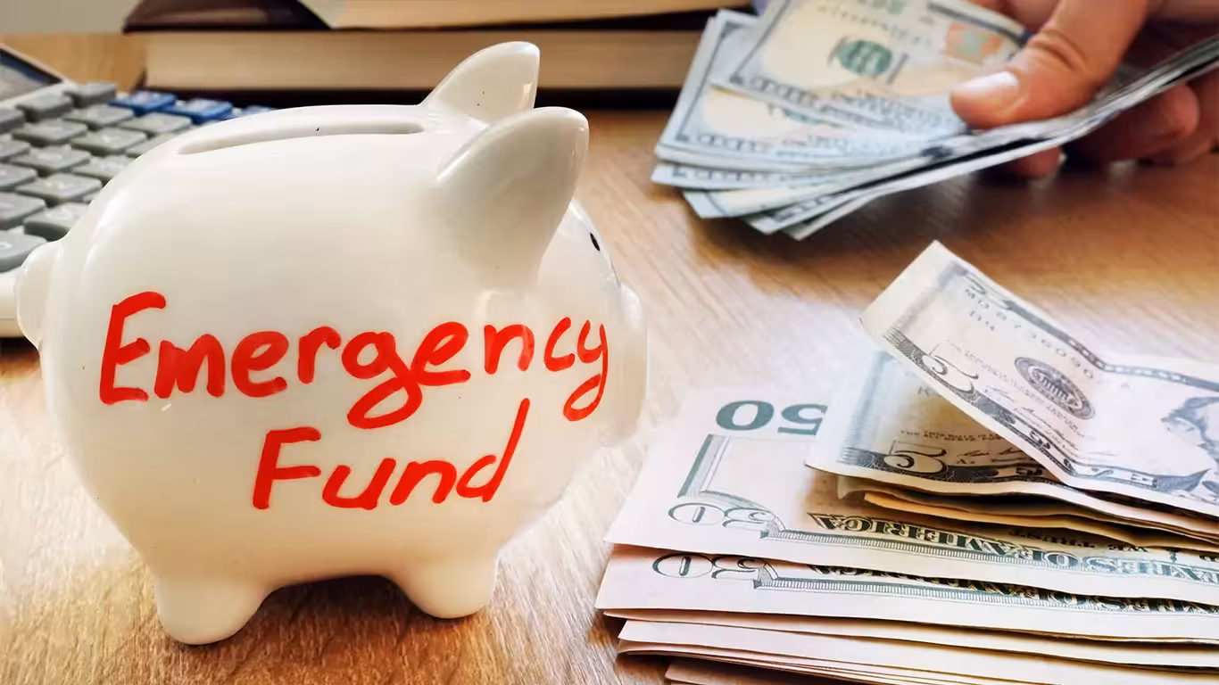 Emergency fund written on a piggy bank